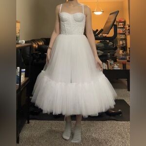 Midi tulle wedding dress with corset | Beaded reception dress | Elopement dress